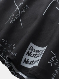 Abstract Letter Print Half Sleeve Shirt - Lycra, M (Chest Size: 39 in, Length Size: 28.5in) 