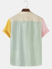 Patchwork Casual Half Sleeve Shirt - Lycra, S (Chest Size: 37 in, Length Size: 28in) 