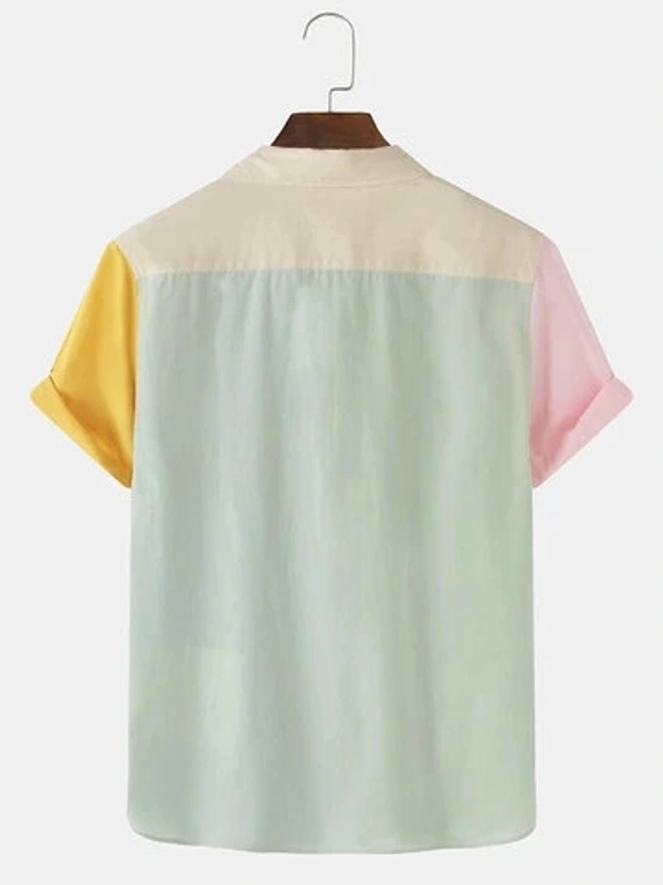Patchwork Casual Half Sleeve Shirt - Lycra, S (Chest Size: 37 in, Length Size: 28in) 