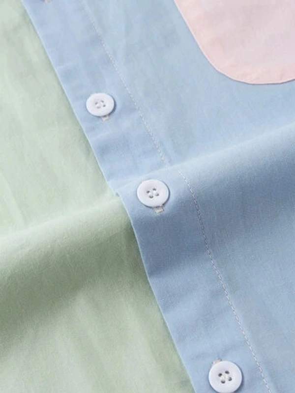 Patchwork Casual Half Sleeve Shirt - Lycra, S (Chest Size: 37 in, Length Size: 28in) 