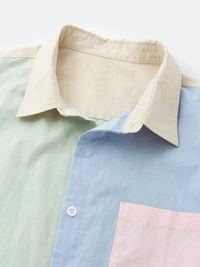 Patchwork Casual Half Sleeve Shirt - Lycra, M (Chest Size: 39 in, Length Size: 28.5in) 