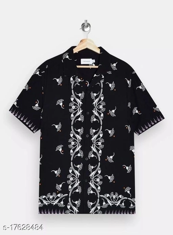 Crocodile Print Revere Half Sleeve Shirt - poly cotton, L (Chest Size: 41 in, Length Size: 29in) 