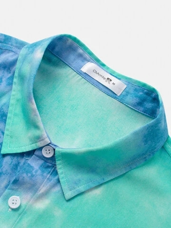Tie & Dye Designer Half Sleeve Shirt - poly cotton, S (Chest Size: 40 in, Length Size: 27.5 in) 