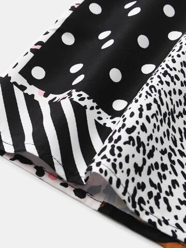 Leopard Print Half Sleeve Shirt - poly cotton, S (Chest Size: 40 in, Length Size: 27.5 in) 