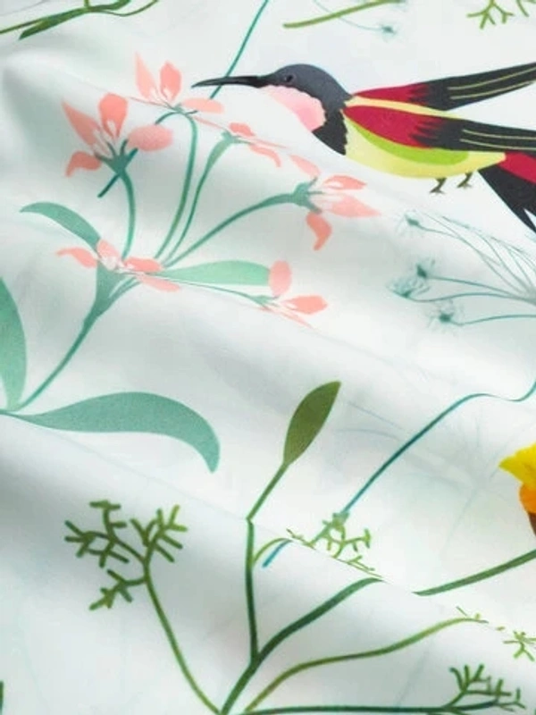 Birds Floral Painting Print Half Sleeve Shirts - poly cotton, L (Chest Size: 44 in, Length Size: 29.5 in) 