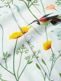 Birds Floral Painting Print Half Sleeve Shirts - poly cotton, L (Chest Size: 44 in, Length Size: 29.5 in) 