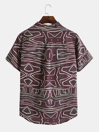Mens Gradient Color Print Short Sleeve Breathable Casual Henley Shirts - poly cotton, XXL (Chest Size: 48 in, Length Size: 31.5 in) 