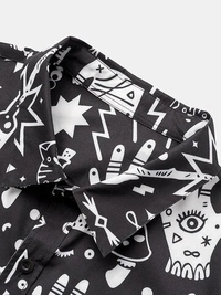 Abstract Element Print Pattern Half Sleeve Shirt - poly cotton, XXL (Chest Size: 48 in, Length Size: 31.5 in) 
