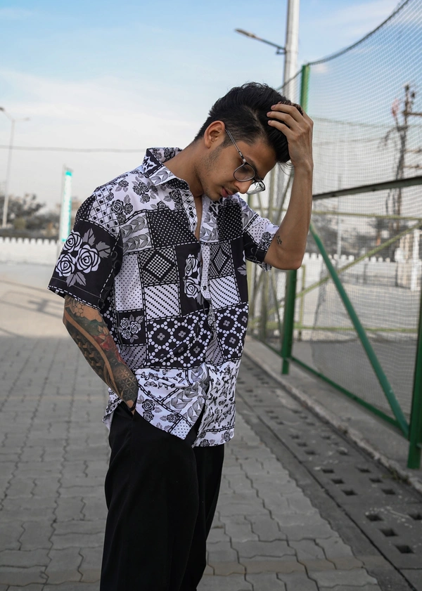 Bandana Print Half Sleeve Shirt - Polycotton, M (Chest Size: 38 in, Length Size: 29 in) 