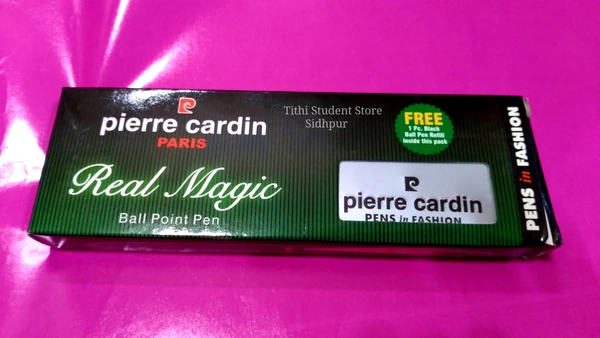 Pierre Cardin Paris Real Magic - Free: One piece BLACK refill., Black Body ,Golden Clip, Blue Ink, Regular 
