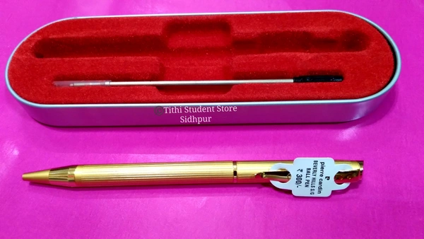 Pierre Cardin Beverly Hills Satin Gold Ball Pen - Free: One piece Pierre Cardin Black ball pen refill , Satin Gold body , Regular 