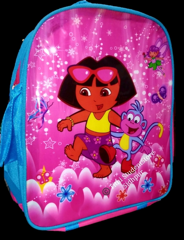 School Bag TSS20155 - Cartoon prints pink and sky color combination. , 11×13×6 inch ,  Made in India 🇮🇳