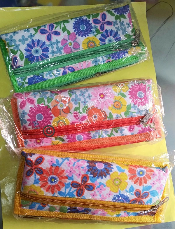 Secret Pocket Three Compartment Pouch  - Orange, Green, Yellow , Offer valid till stock last., 20×10×4 cm