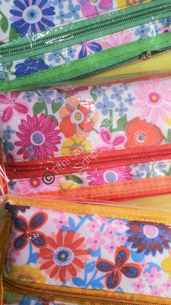 Secret Pocket Three Compartment Pouch  - Orange, Green, Yellow , Offer valid till stock last., 20×10×4 cm