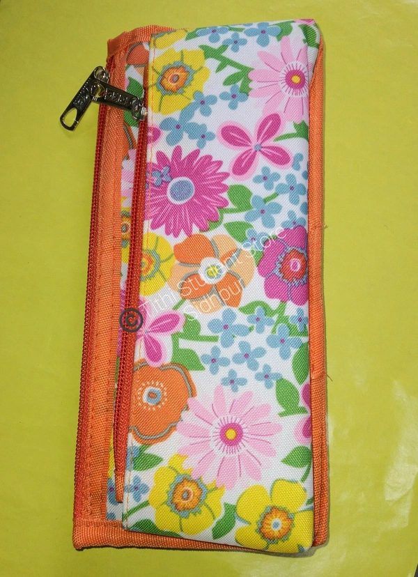 Secret Pocket Three Compartment Pouch  - Orange, Green, Yellow , Offer valid till stock last., 20×10×4 cm