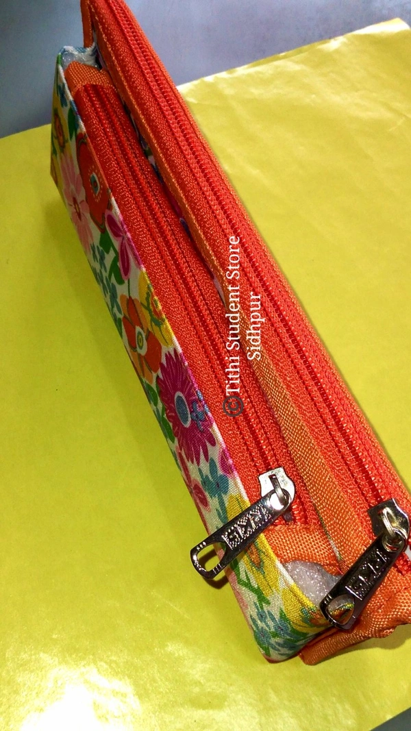 Secret Pocket Three Compartment Pouch  - Orange, Green, Yellow , Offer valid till stock last., 20×10×4 cm