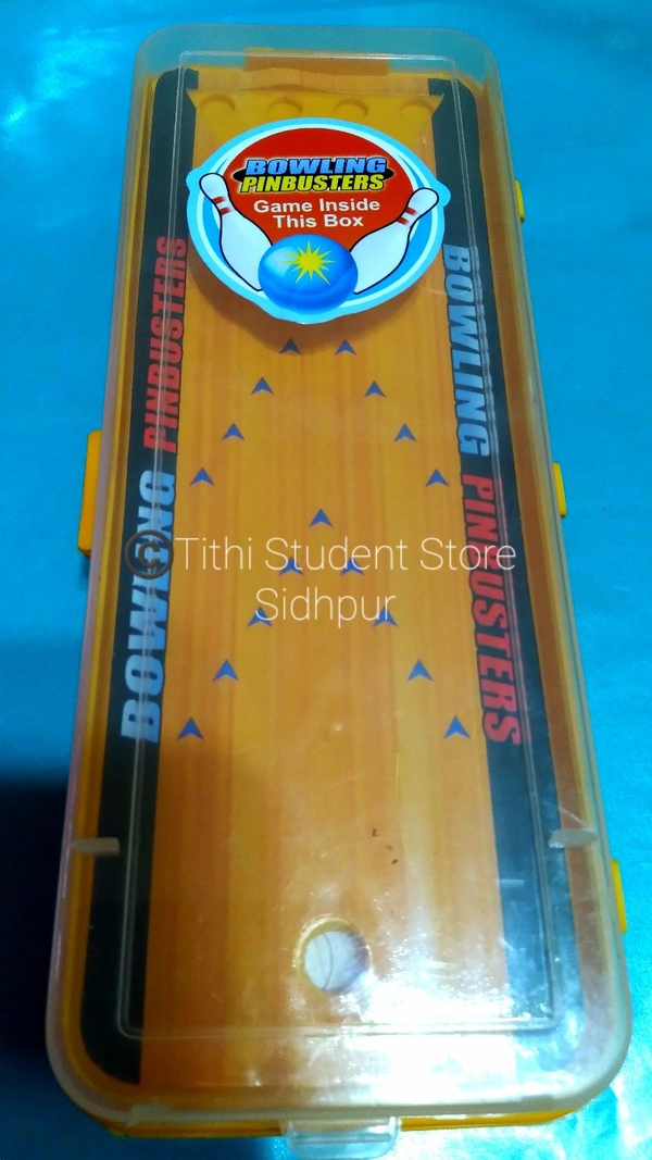 Bowling Pinbusters Game Pencil Box - Yellow 