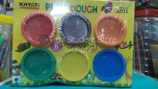 Khyati Play Dough With 6 Mold - 50gm each, Red, Brown,Orange, Green, Yellow, Blue 
