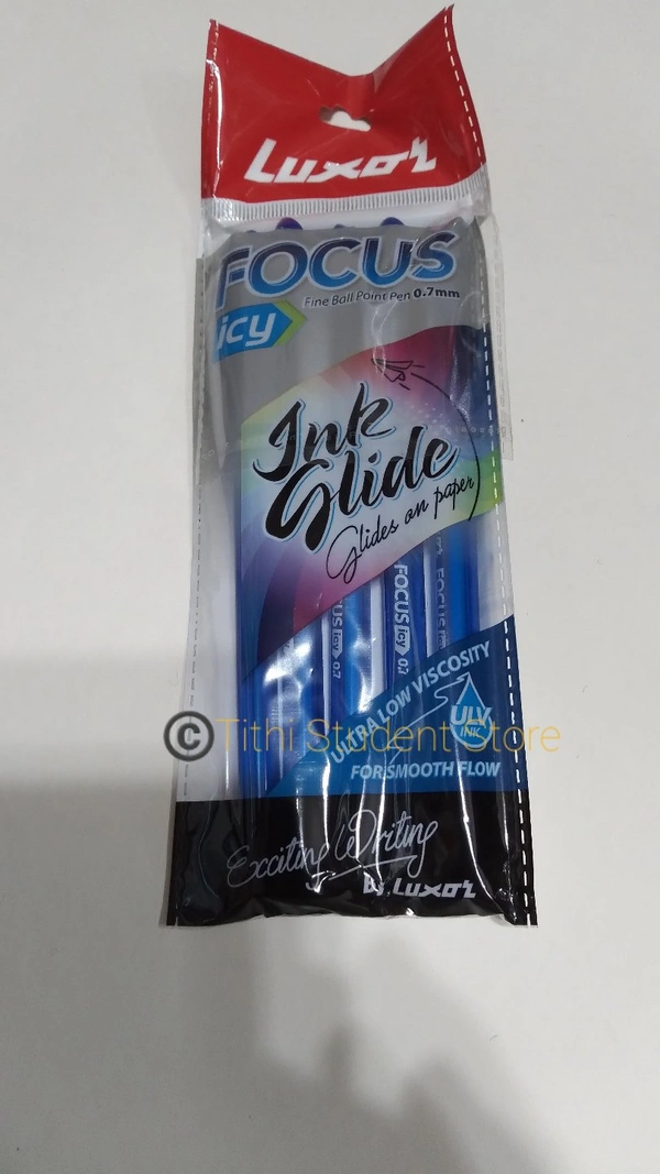 Luxor Ink Glide Ball Pen 5 Piece Pack  - Buy two packets and get one 0.7 mm Mechanical Pencil worth Rs.5/- Absolutely Free , Blue Ink