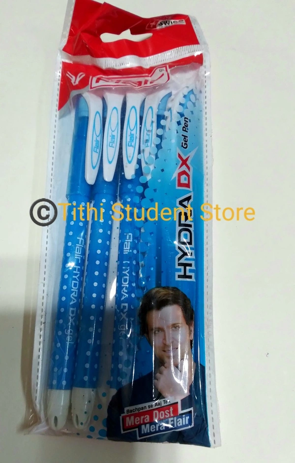 Flair Hydra Gel Pen Pack Of 5 Pieces  - Blue Ink,  
