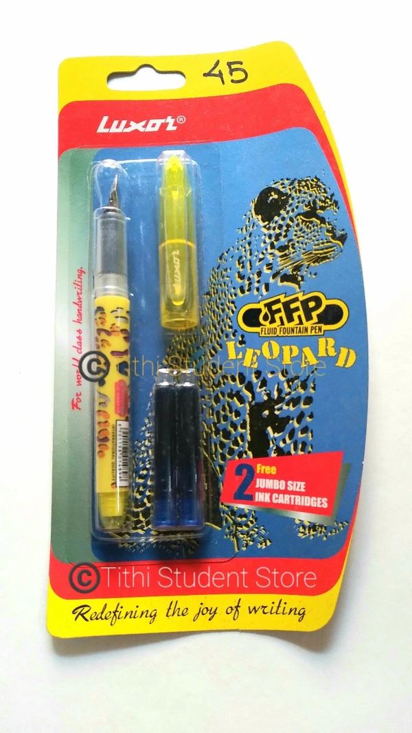 Luxor Leopard Fountain Pen - Random Body colors, Blue Ink, Two Jumbo  Ink cartridges free