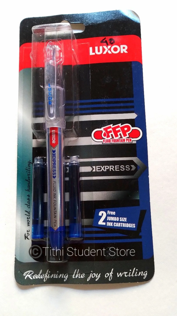 Luxor Express Fountain Pen  - Blue Ink , Two Jumbo Ink cartridges free