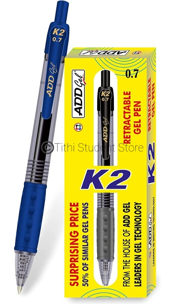 ADD K 2 Retractable Gel Pen  - Blue Ink 