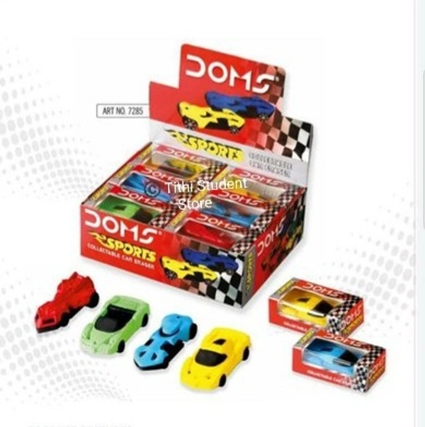 DOMS Sports Car Eraser 5 Piece Set - Mix colours , 6×3×1.5 cm approx