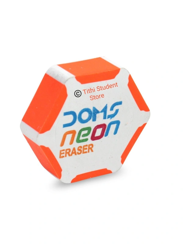 DOMS Neon Eraser 10 Pieces Set - Multicolored , Hexagonal Shape 