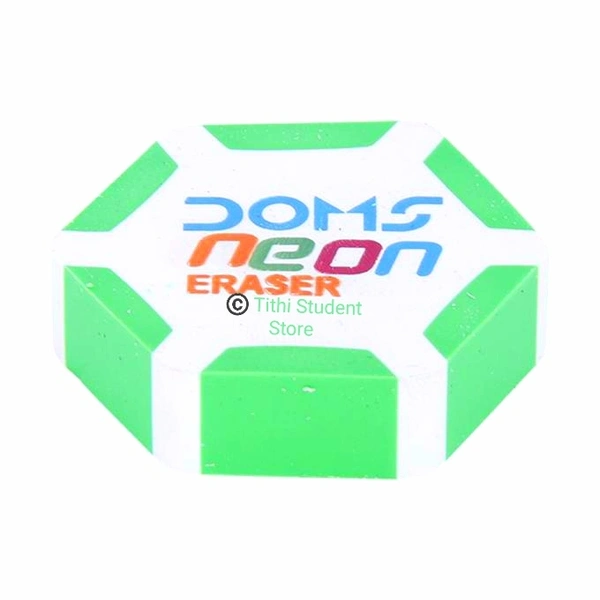 DOMS Neon Eraser 10 Pieces Set - Multicolored , Hexagonal Shape 