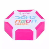 DOMS Neon Eraser 10 Pieces Set - Multicolored , Hexagonal Shape 