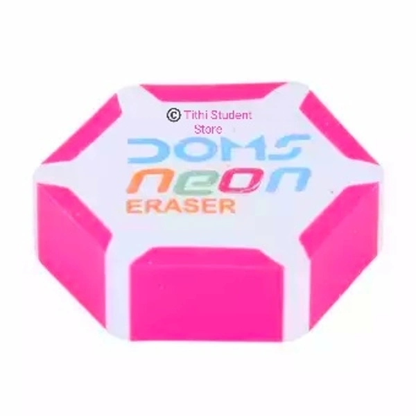 DOMS Neon Eraser 10 Pieces Set - Multicolored , Hexagonal Shape 
