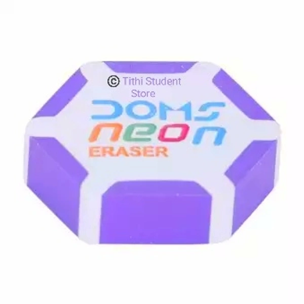DOMS Neon Eraser 10 Pieces Set - Multicolored , Hexagonal Shape 