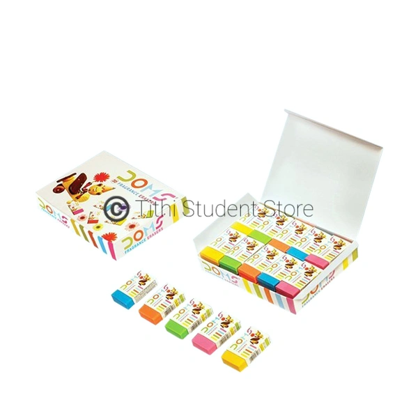 DOMS Fragrance Eraser +Offer : Two 0.7mm Mechanical pencil Free with this pack  - Offer : Two 0.7mm Mechanical pencil Free with this pack , Mix colours , 4.3×2.4×1 cm approx( Each piece)