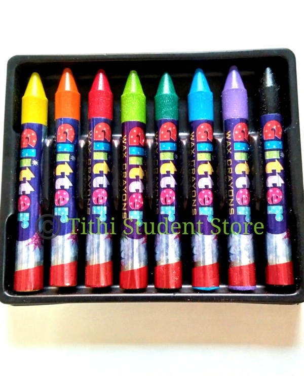 Koras Glitter Wax Crayons  - Big Size , Multiple Colors 