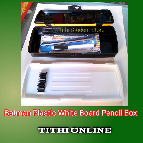  Plastic White Board Pencil Box - 223×100×40 mm, Random Design