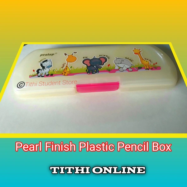 Pearl Finish Plastic Pencil Box - Yellow Lock
