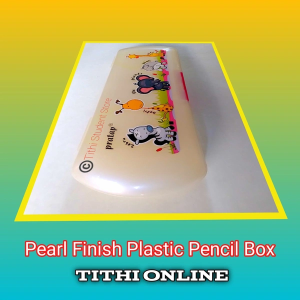 Pearl Finish Plastic Pencil Box - Yellow Lock