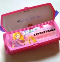  Rapunzel Plastic White Board Pencil Box  - Pink, 223×100×40 mm 