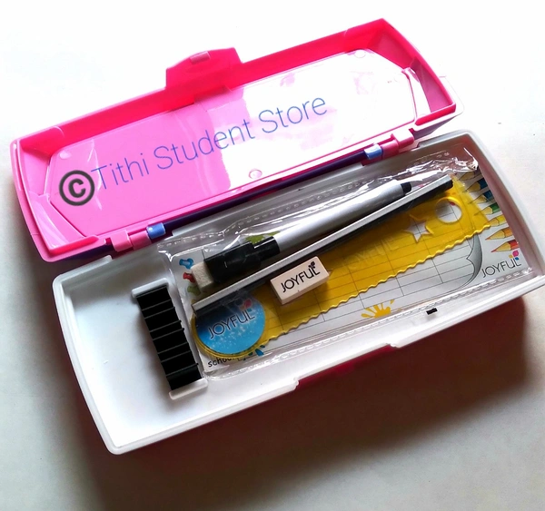  Rapunzel Plastic White Board Pencil Box  - Pink, 223×100×40 mm 