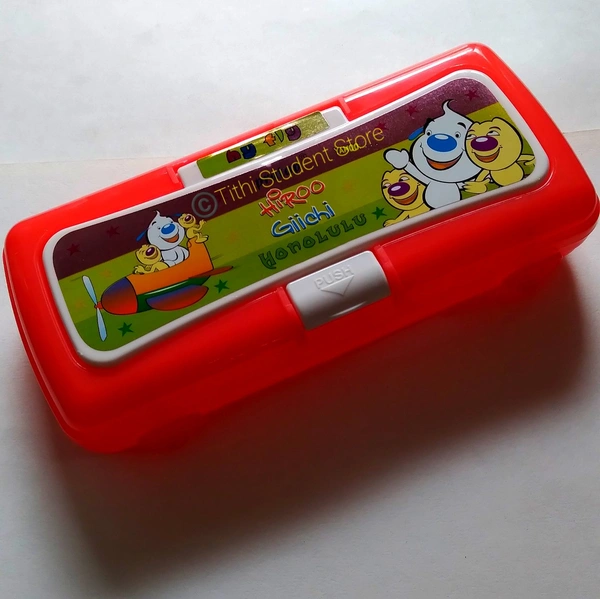 Hiroo Giichi Honolulu White Board Pencil Box  - Red