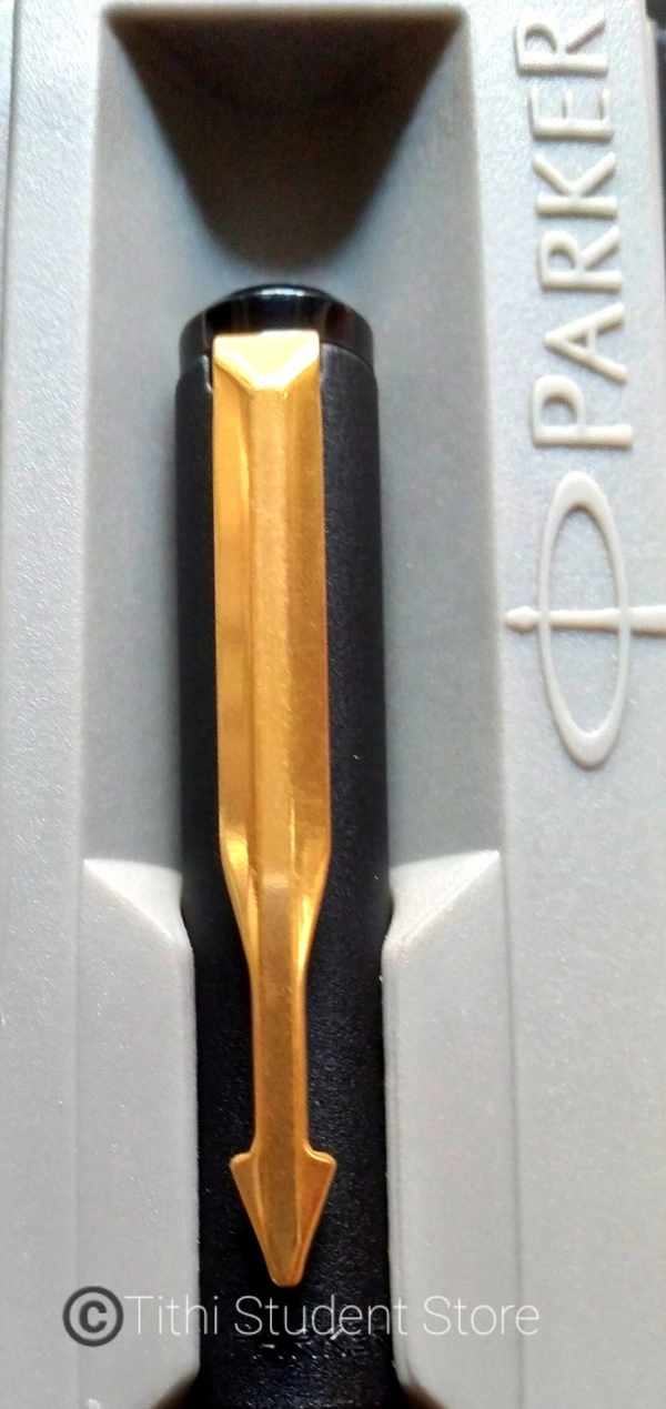 Parker Vector Matte Black Roller Ball Pen + Parker Logo Keychain Free - Blue Ink