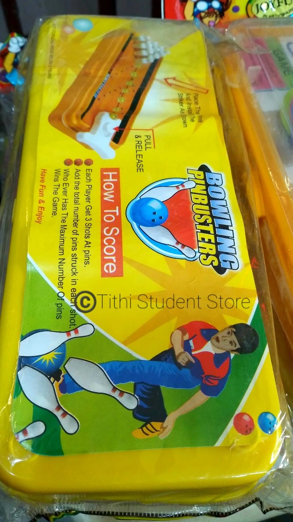 Bowling Pinbusters Game Pencil Box - Yellow 