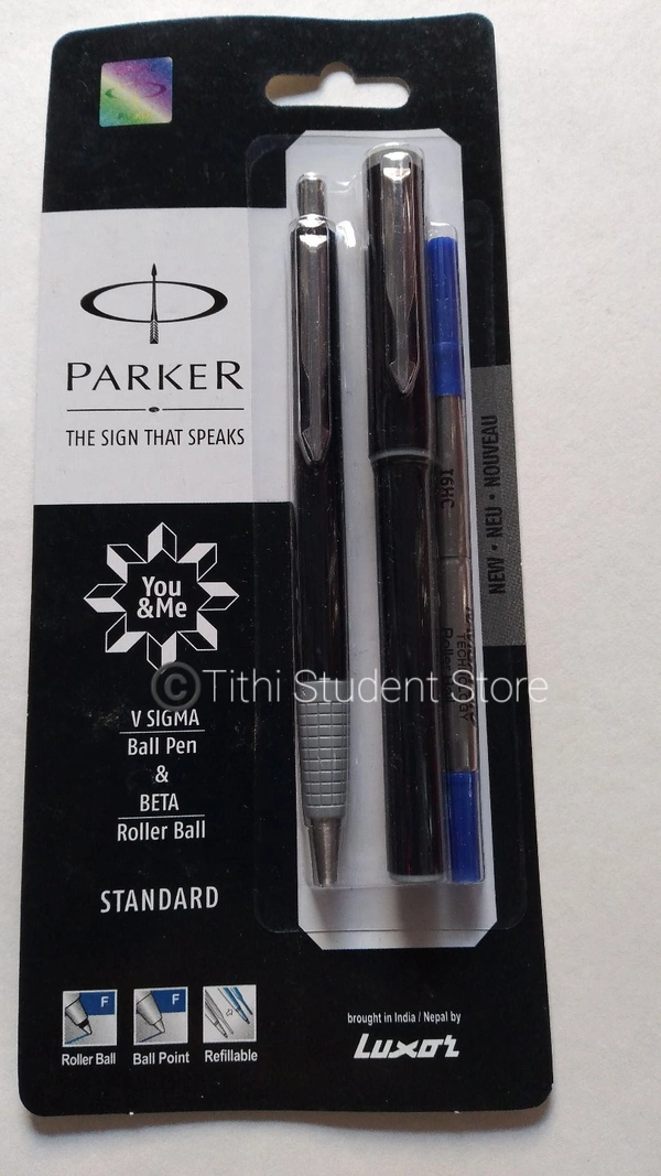 Parker V Sigma + Beta Roller Ball Pen Set - Blue Ink 