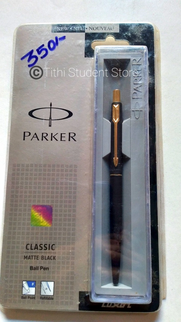 Parker Classic Matte Black Ball Pen. - Blue Ink