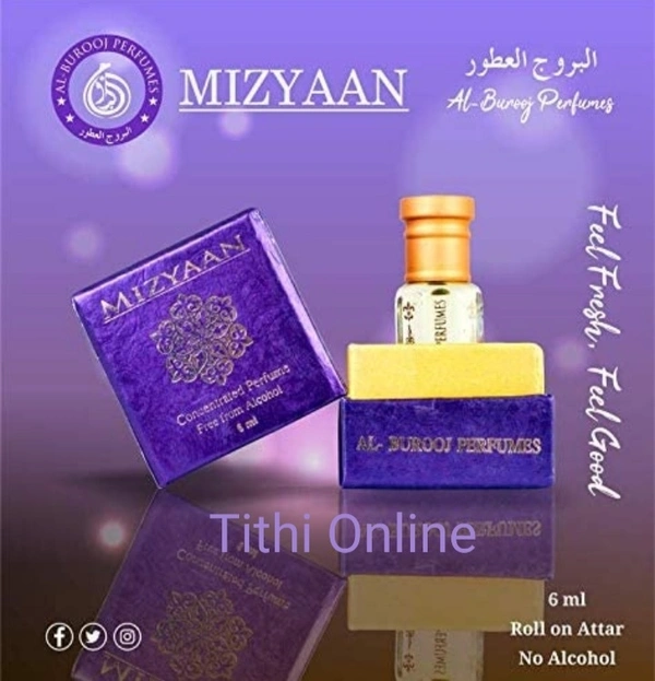 Original Al-Burooj Mizyaan Long Lasting Pure & Natural Attar | 6 Ml Roll-On Floral Attar Or Perfumes