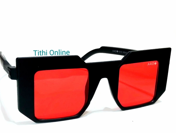 Retro Vintage Abstract Unisex Sunglasses UV400 Protected (Black) - Glasses Red Frame Black , L, *Free Shipping Offer 