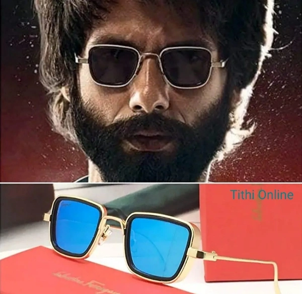Retro Metal Body Square Inspired from Kabir Singh Sunglasses for Men and Women - *Free Shipping Offer, Aqua Cool, M