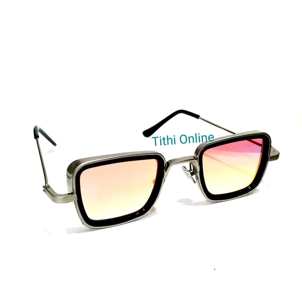 Retro Metal Body Square Inspired From Kabir Singh Sunglasses For Men And Women Pink - Pink Glasses, M