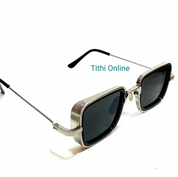 Retro Metal Body Square Inspired From Kabir Singh Sunglasses For Men And Women Dark Grey  - Dark Grey Glasses, M